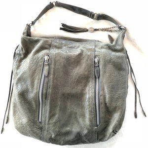 Olivia Harris Gray Pebbled Leather Hobo Bag